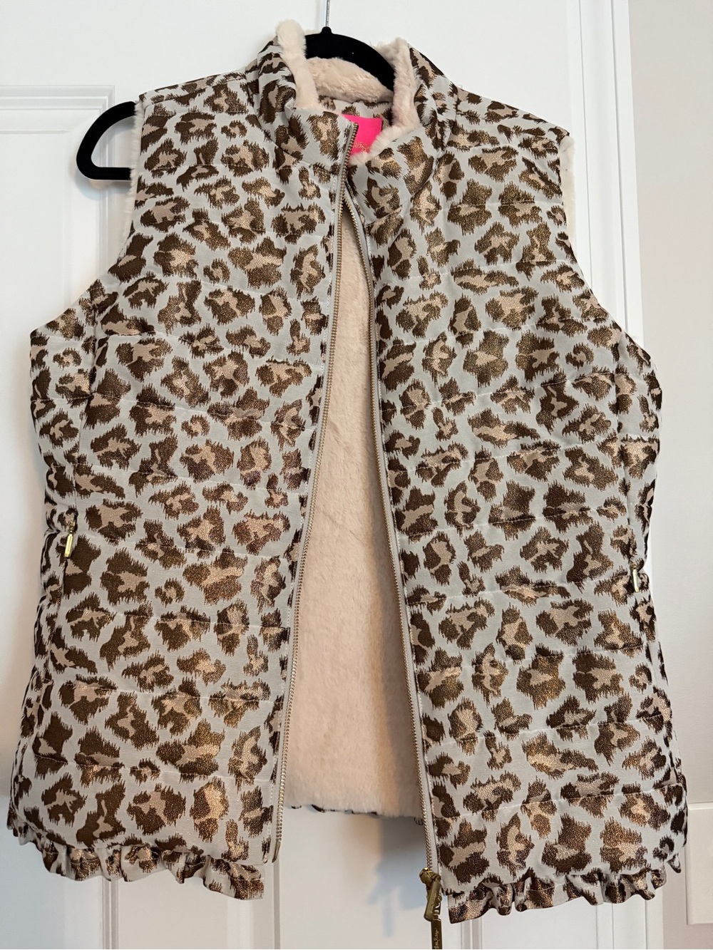 Lilly Pulitzer Leopard Quilted Vest in Cream and Brown